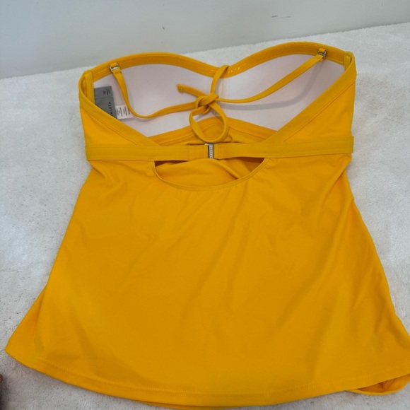 Athleta Yellow Shirred Halter Tankini Swim Top M - Picture 3 of 10